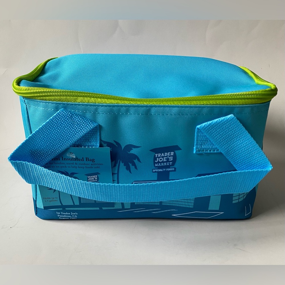 Trader Joe’s Mini Insulated Cooler Bag Zippered Blue Green NWT